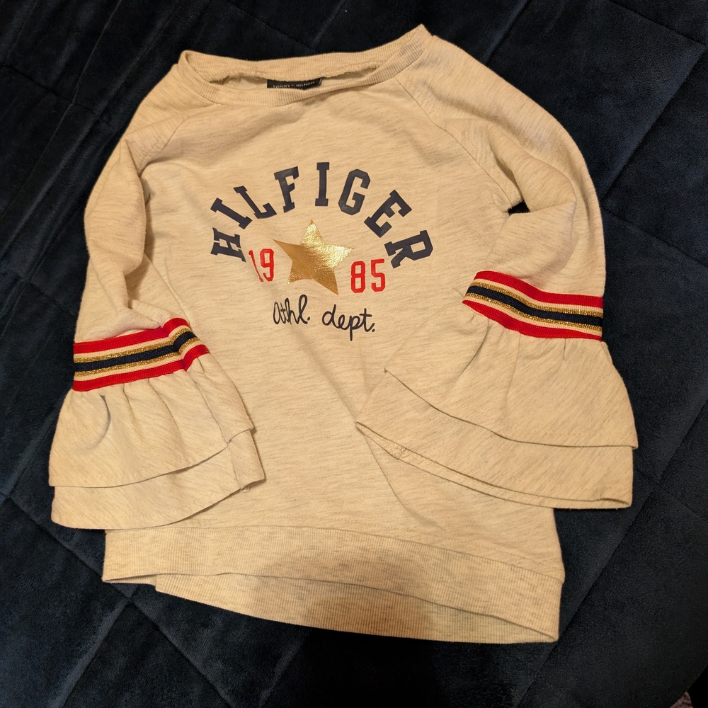 Tommy Hilfiger Tan Sweatshirt with Sporty Stripes
